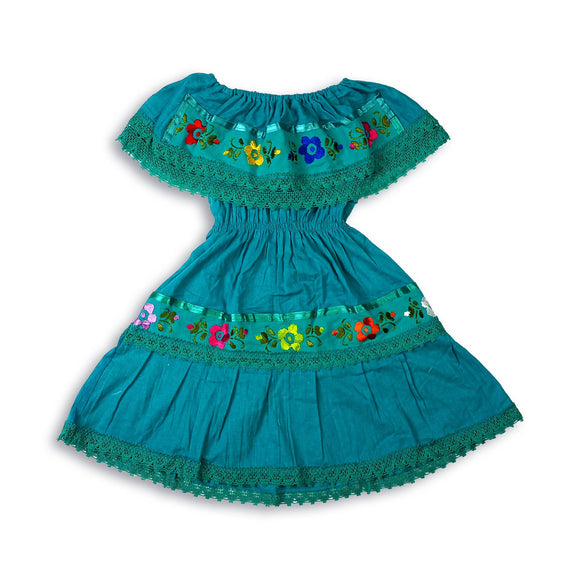 Little Girls Campesinos Dress Dresses Pura Cultura Aqua 0 