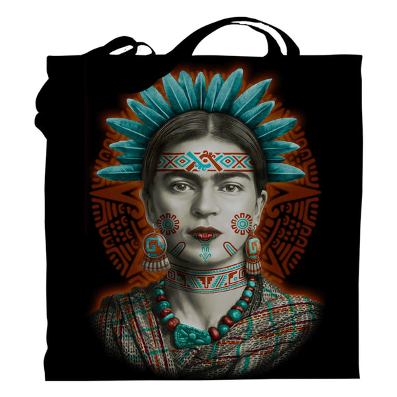 Graphic Tote Bag Bag Nahua Ollin Frida Kahlo Indigenous 