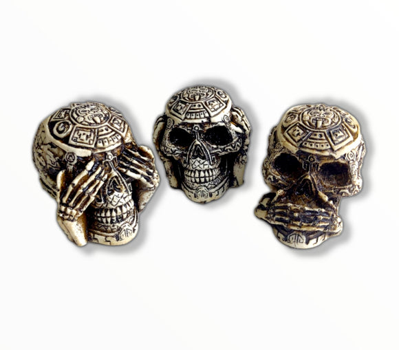 Resin Skull Sculptures Pura Cultura See'Hear'Speak Set 
