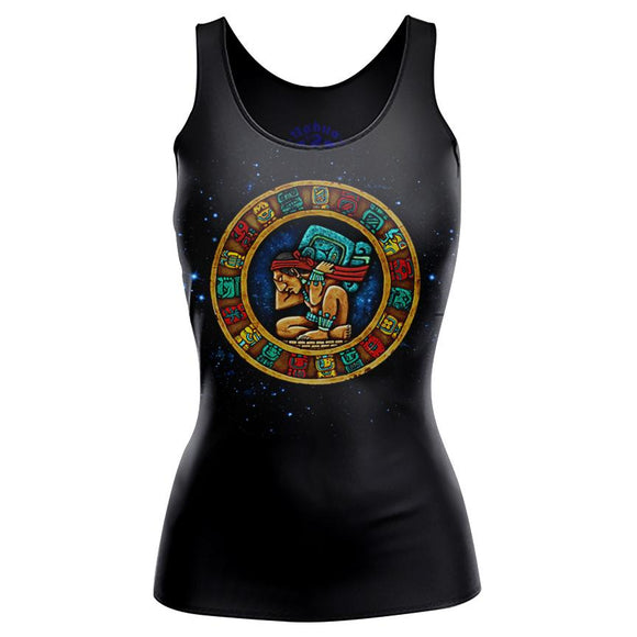 Mayan Calendar Black T-Shirt (Women's) Women shirts Nahua Ollin Tank Top Black S
