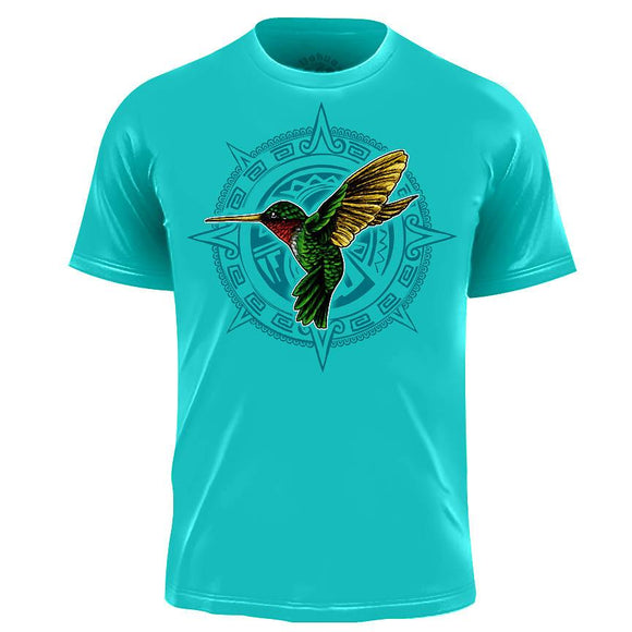 Huitzilin Premium Graphic T-shirt (Men's) Men Shirts Nahua Ollin Crew Neck Turquoise S
