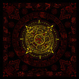 Graphic bandana Pura Cultura Aztec Calendar/ red 