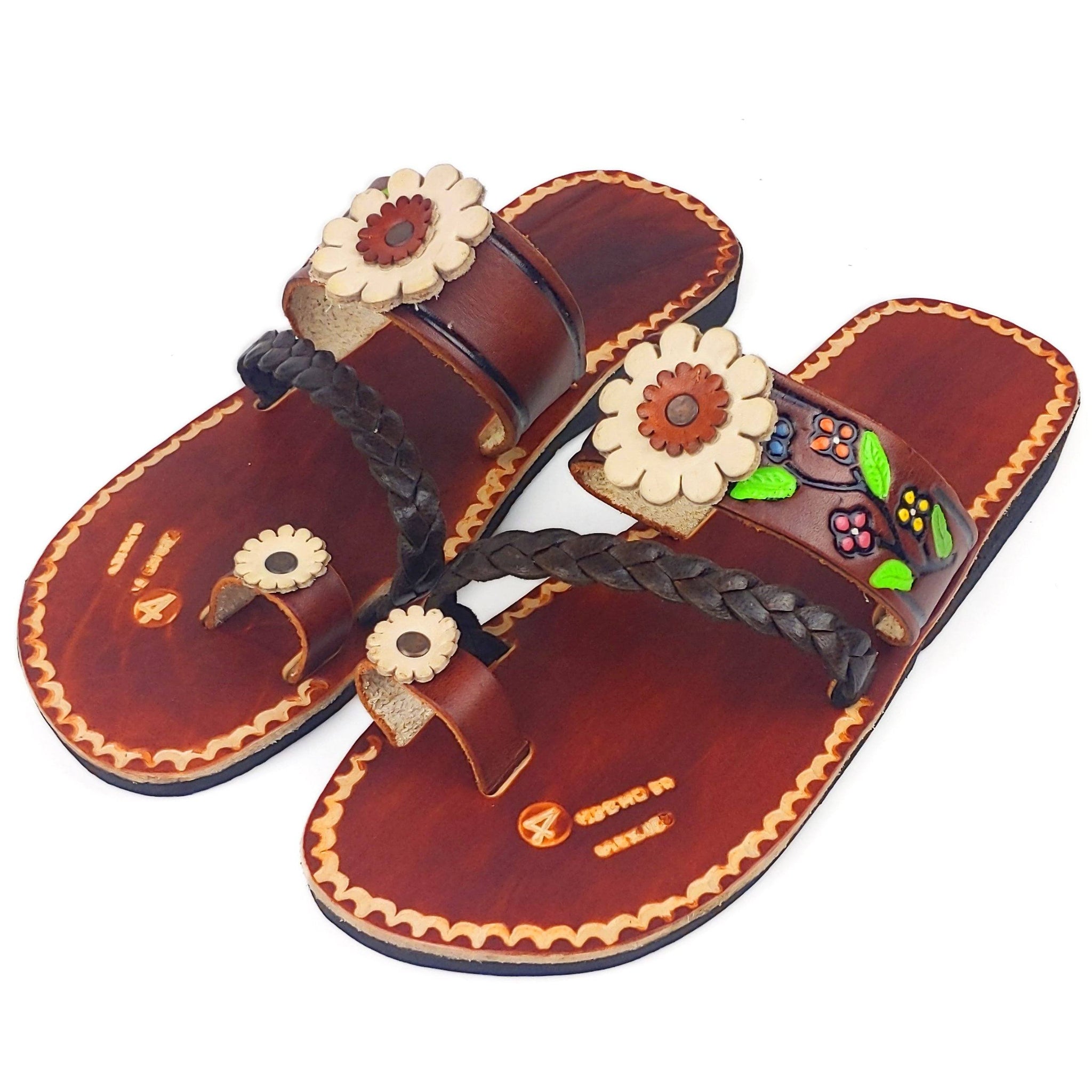 Ladies slippers womens sandals handmade leather flip flops big