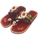 Women Handmade Sandals Pura Cultura Big Flower Toe Ring 5 