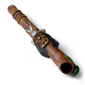 Bamboo Warrior Pipes Pipe Pura Cultura Native Warrior Long 