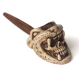 Wooden Resin bone Pipe Pura Cultura Jaguar Skull Warrior 