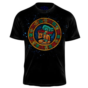 Mayan Calendar Black T-Shirt (Men's) Men Shirts Nahua Ollin Crew Black S