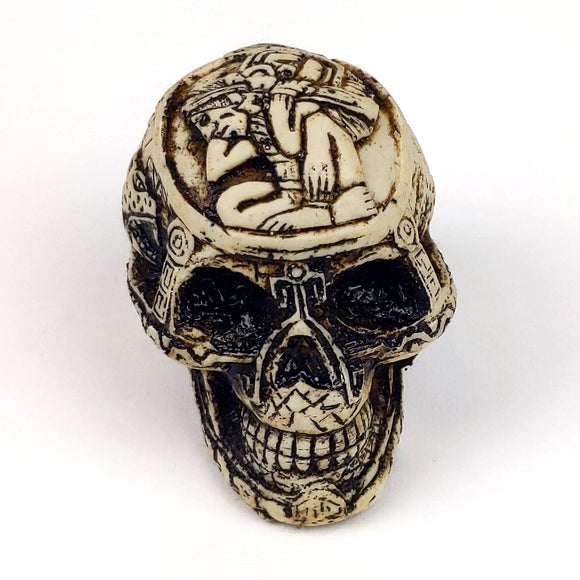 Mini Resin Sculptures Pura Cultura Small Mayan Skull 