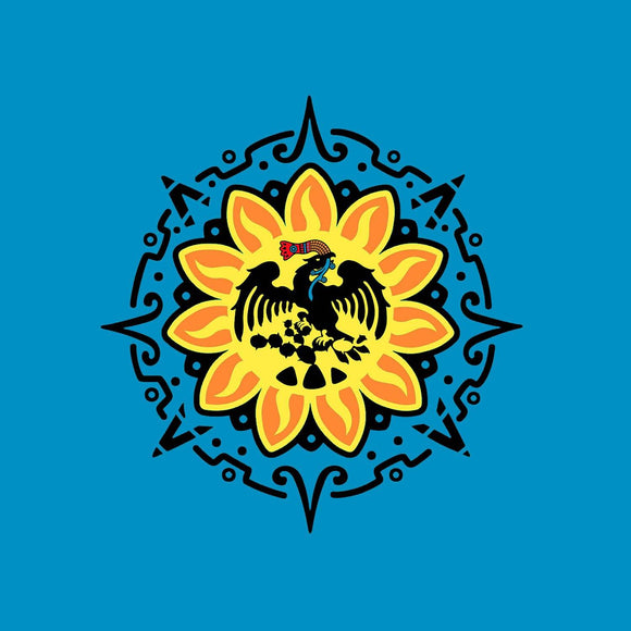 Graphic Bandana Bandana Nahua Ollin Mexica Flag / Blue 