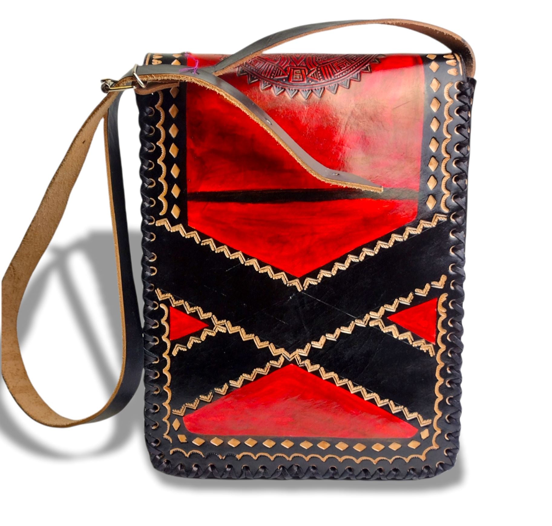 YAZI Handmade Genuine Leather Handbags for Men Large Purse Evening