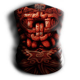 Mask Headband Two-in-One - Neck Buff, Tubular Bandana, Neck Gaiter Face Mask Nahua Ollin Quetzalcoatl Red Adult Standard 