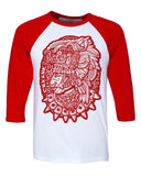 Chaahk Mayan Shaman Premium Raglen Tee (Men's) Men Shirts Nahua Ollin White & Red S 