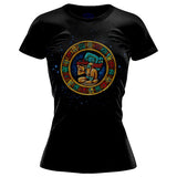 Mayan Calendar Black T-Shirt (Women's) Women shirts Nahua Ollin Crew Neck Black S