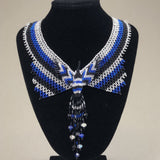 Shakira Jewelry Set - Earrings, Necklace, Bracelet - Mexican Indigenous HandMade Necklace Import Dark Blue Hummingbird 