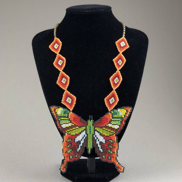 Shakira Jewelry - Necklace - Mexican Indigenous HandMade Necklace Import Orange Mariposa 