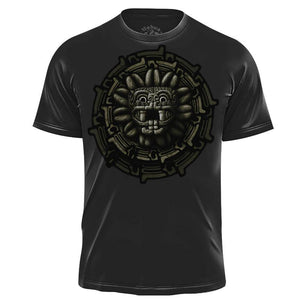 Quetzal Circle Graphic T-shirt (Men's) Men Shirts Nahua Ollin Crew Black XXL