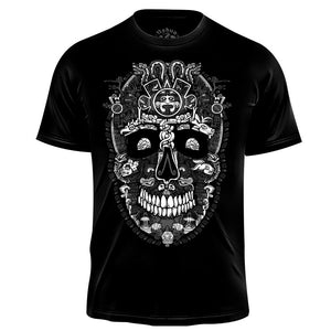 Miquiztli Skull - Men's Graphic Tee NahuaOllin Black & White S 