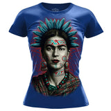 Frida Kahlo Indigenous Premium Tee (Women's) Women shirts Nahua Ollin Crew Blue S