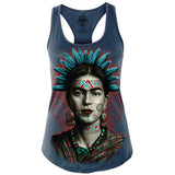 Frida Kahlo Indigenous Premium Tee (Women's) Women shirts Nahua Ollin Tank Top Indigo S